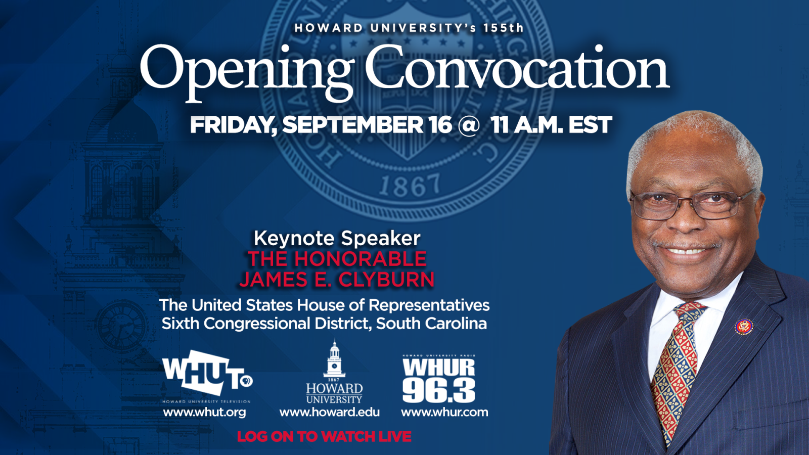 Congressman James E. Clyburn to Serve as Howard University Convocation